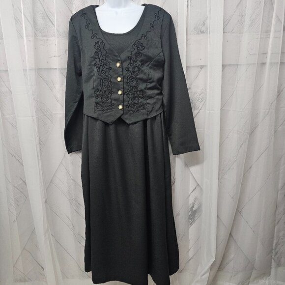 Vintage Basia Olive Green Layered Tie Back Maxi Goth Size 20W - Picture 8 of 13